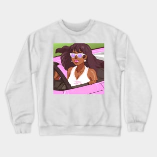 pastel woman in pink car Crewneck Sweatshirt